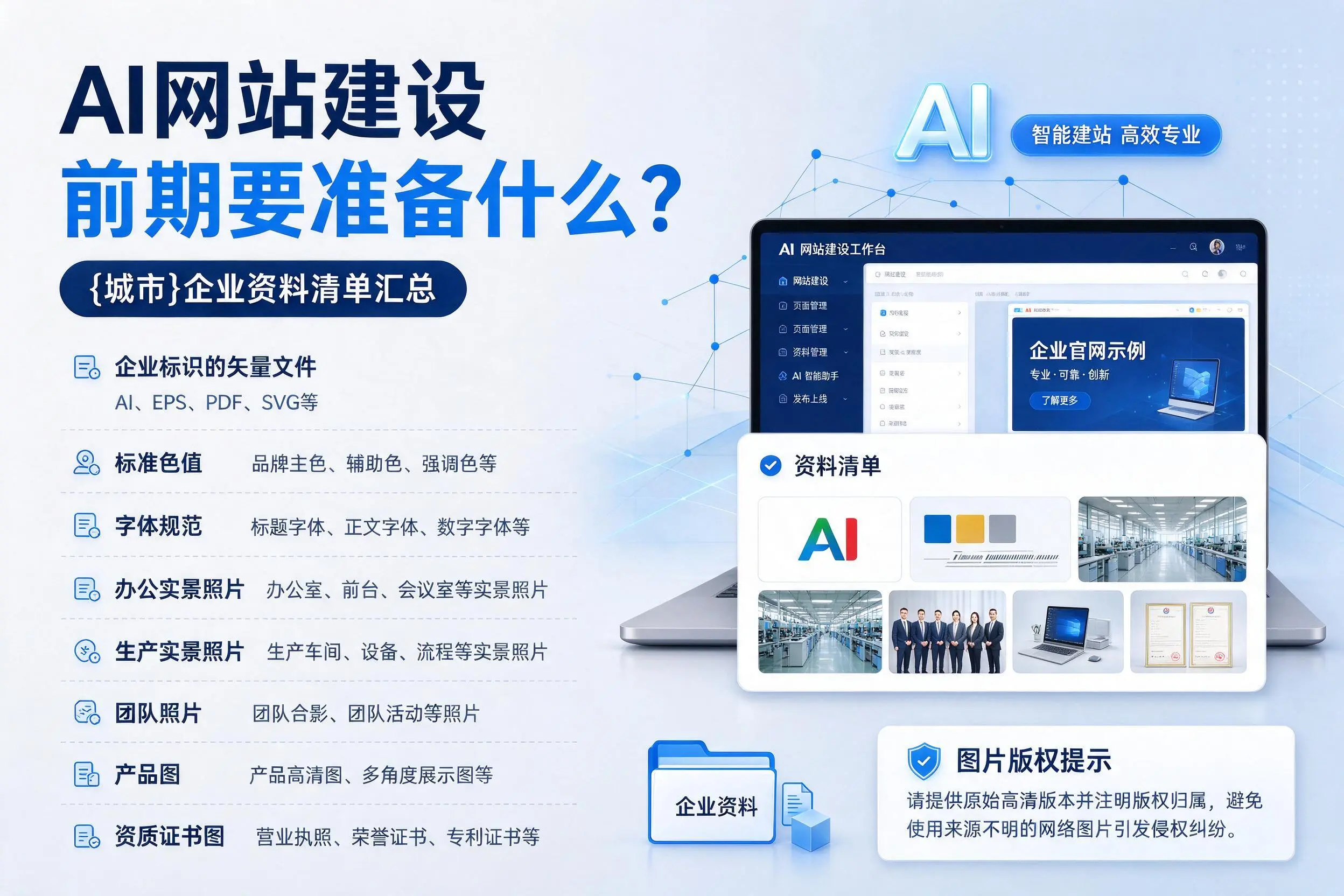 AI网站建设前期要准备什么？南阳企业资料清单汇总